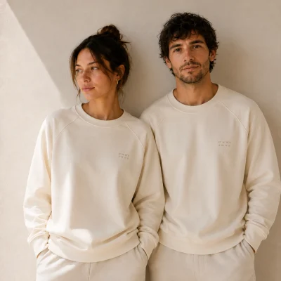 Pareja con sudaderas a juego de acusmagna.